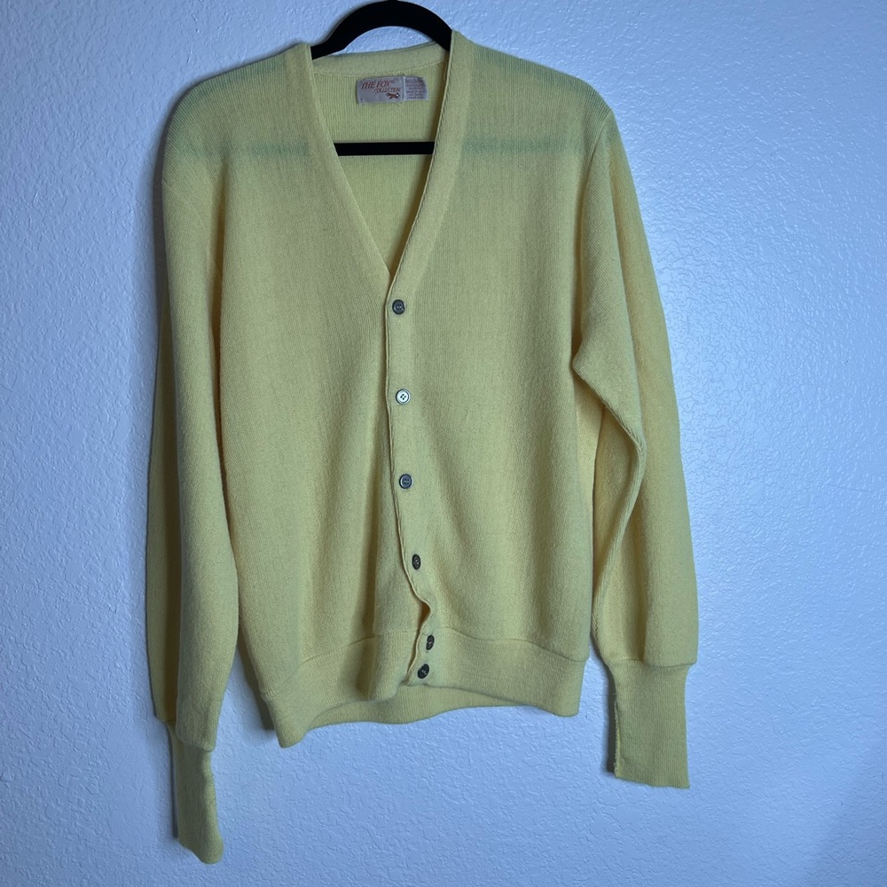 Vintage The Fox Collection Grandpa Yellow Button Up Sweater